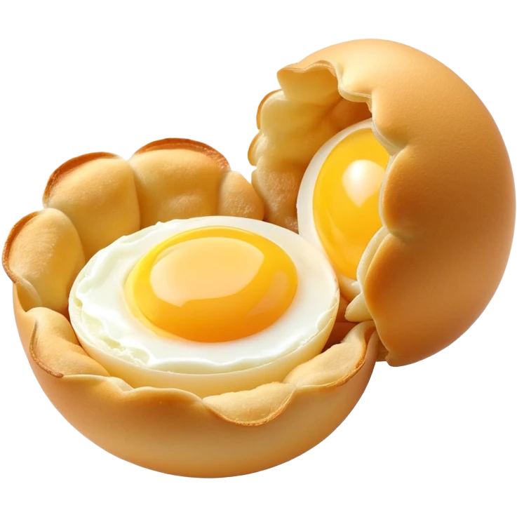 3D rendered authentic Hong Kong egg puffs (港式鸡蛋仔) being pulled apart showing stretchy interior, golden color, hyper-realistic egg-shaped bubbles, glossy surface, detailed texture emoji