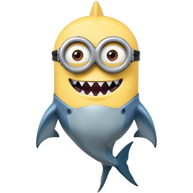 A minion with shark teeth and a shark body emoji