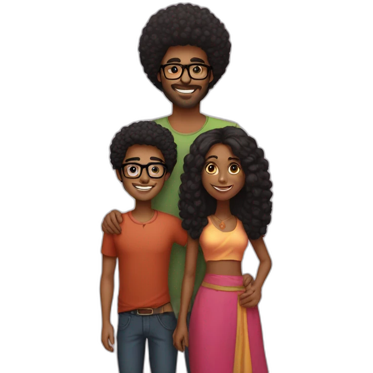 indian-guy-with-glasses-and-black-girl-with-afro-couple emoji