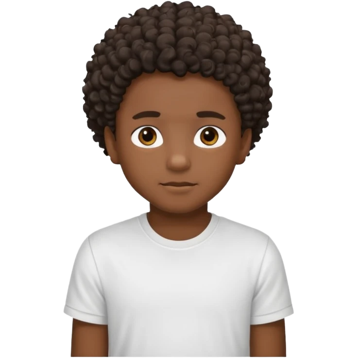 a black boy with a curly hair and a white t shirt  emoji