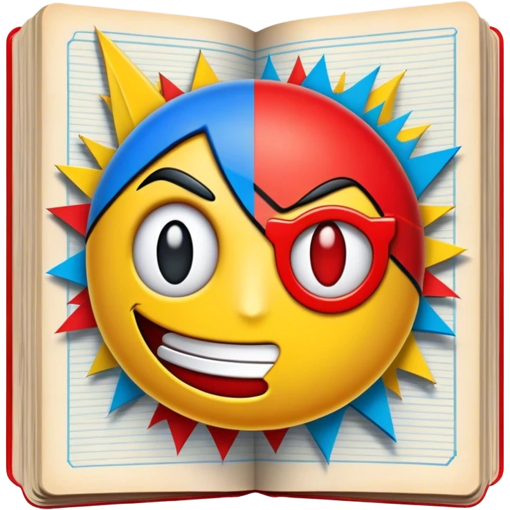 Create a vibrant emoji, representing comic books and graphic novels as ...