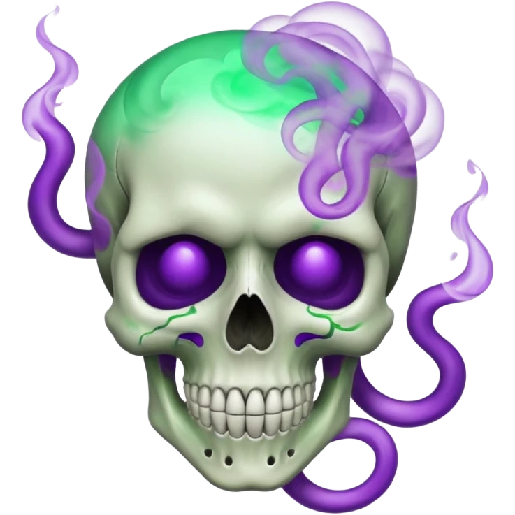 Skull with purple and green smoke emoji