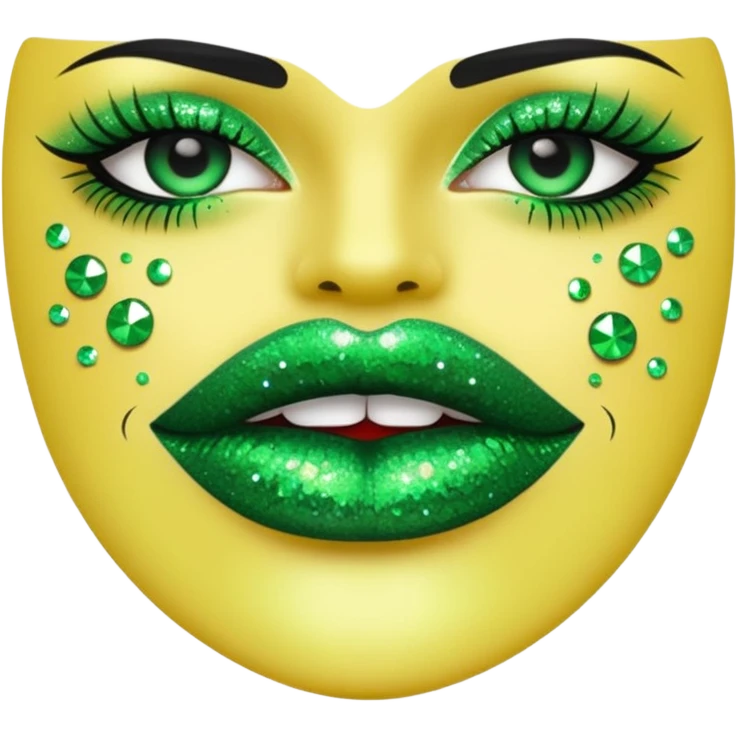 green lipstick with glitter emoji