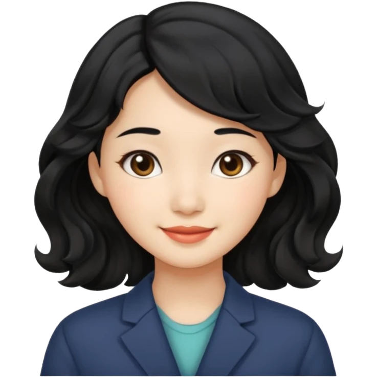 Red girly stuff asian black hair with wavy medium length emoji