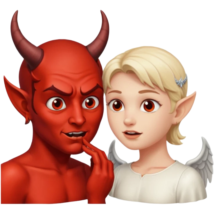 devil and angel whispering to the ear emoji