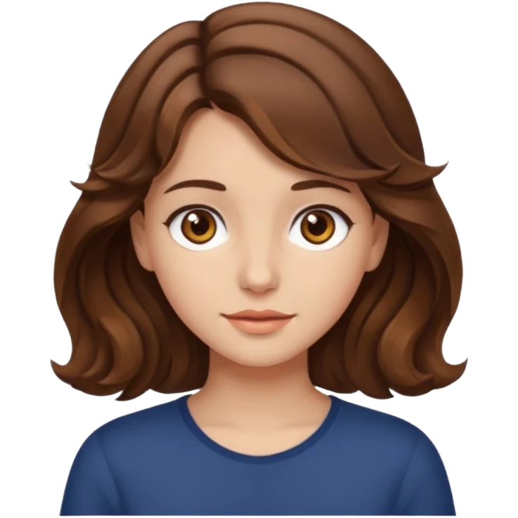 fille brune cheveux mi longs ondulés yeux martrons emoji