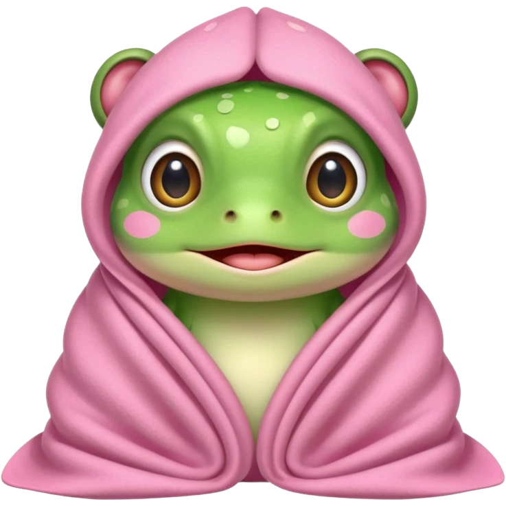Cute kawaii Frog in a pink blanket emoji