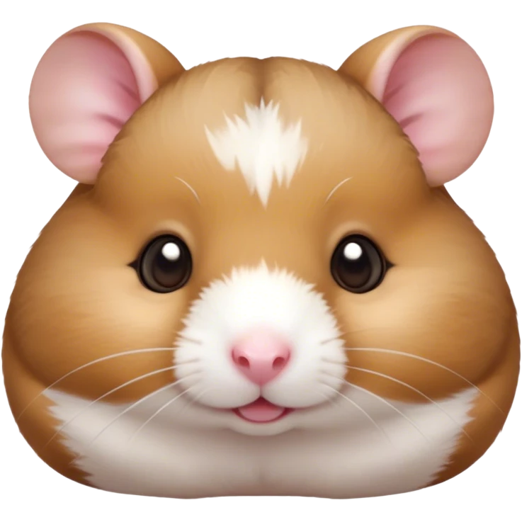 Cinematic Cute Brown and White Banded Hamster Portrait Emoji, Head tilted playfully and inquisitively, showcasing a fluffy fur with playful brown and white banded patterns, round, sparkling dark eyes filled with curiosity, Simplified yet irresistibly adorable features, highly detailed, glowing with a warm, friendly glow, high shine, affectionate and lively, stylized with a touch of whimsy, bright and endearing, soft glowing outline, capturing the essence of a mischievous yet loving hamster, so playful it feels like it could dash out of the screen and into your arms! emoji