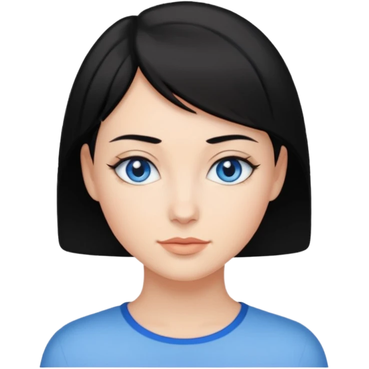 یه زن با موهای مشکی و جلوس آبی موهای کوتاه و خوشگل emoji