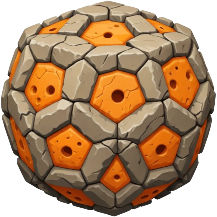 american-orange-intricate-stone-age-rocky-crusted-dodecahedron-shaped emoji