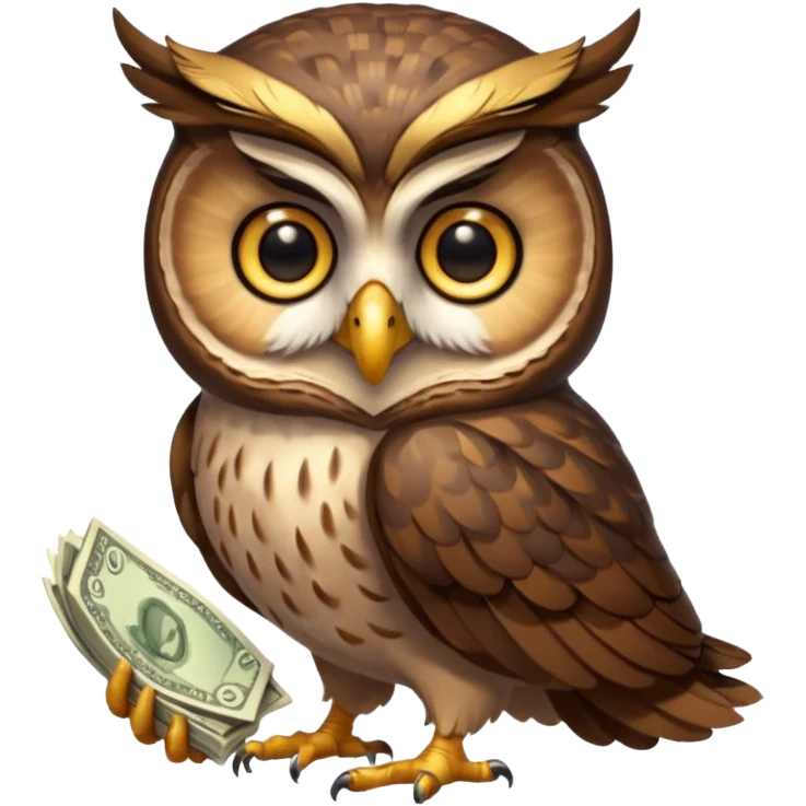 holding money and scale mascot owl emoji
