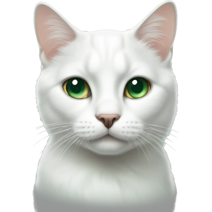 White cats with black dot on forehead and dark green eyes  emoji