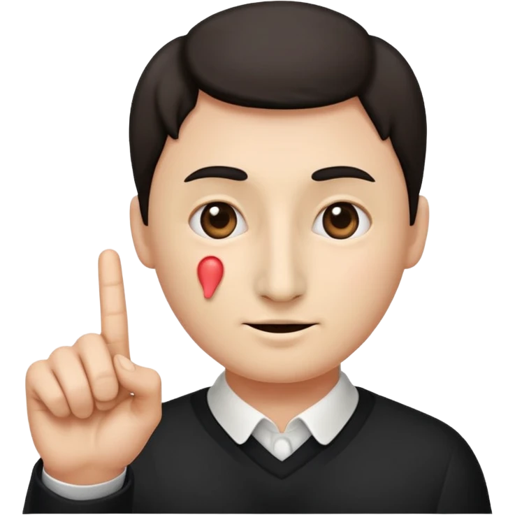 A classic emoji nose, no face, with a pointer finger touching the tip of it emoji