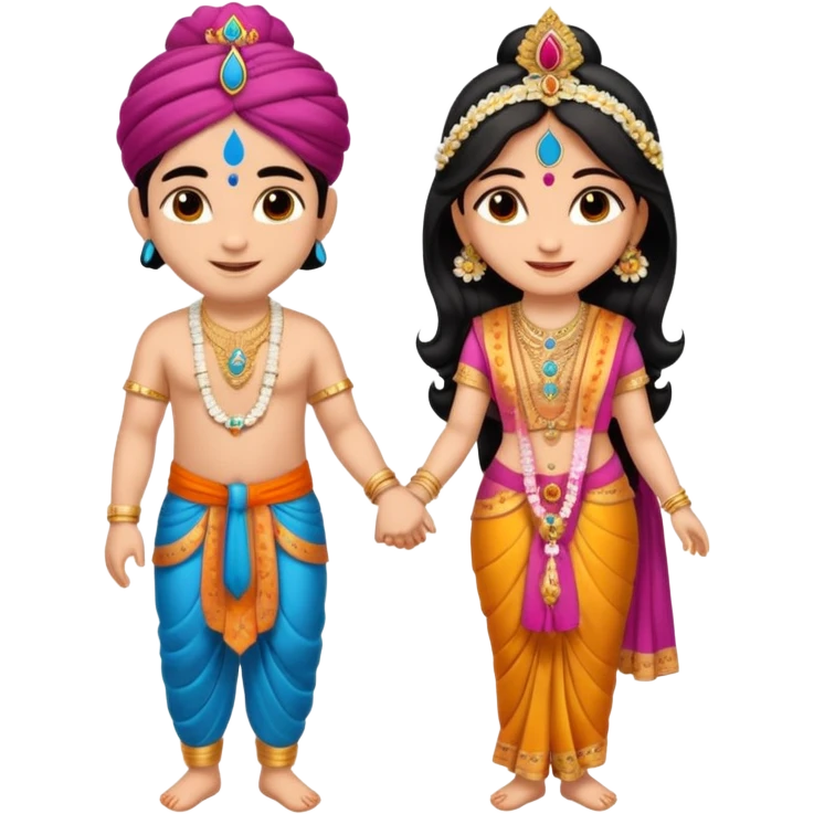 Krishna and Radha cute standing together with fuet emoji