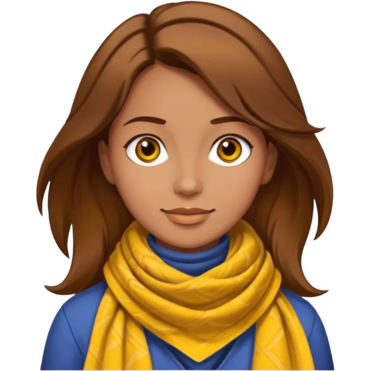 woman with brown hair wearing yellow Pathfinder scarf on neck emoji