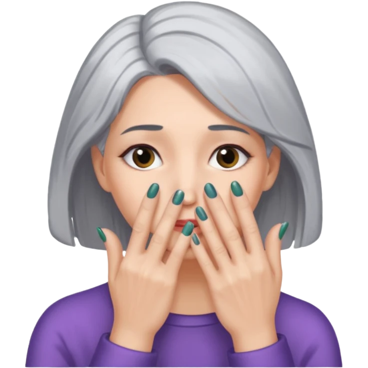 woman with gray hair and hand covering face emoji