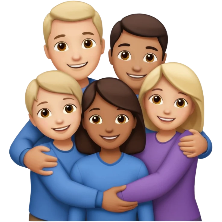 family of 5 hugging each other emoji