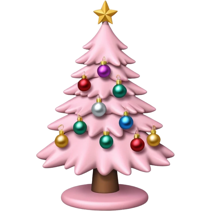 Light pink christmas tree with ornaments emoji
