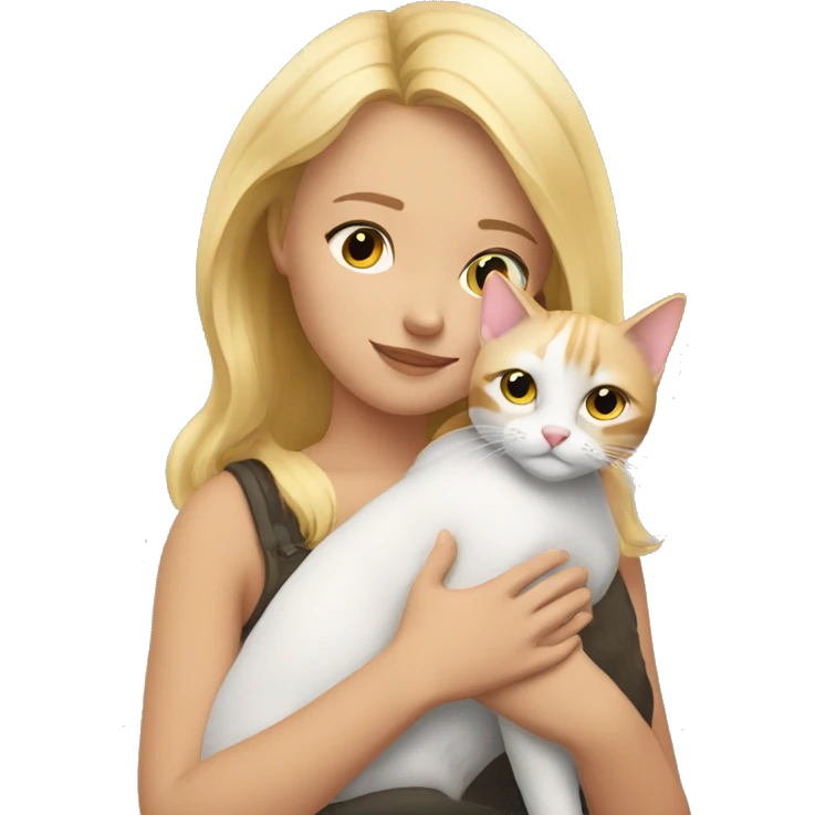 cat cuddles blonde girl emoji
