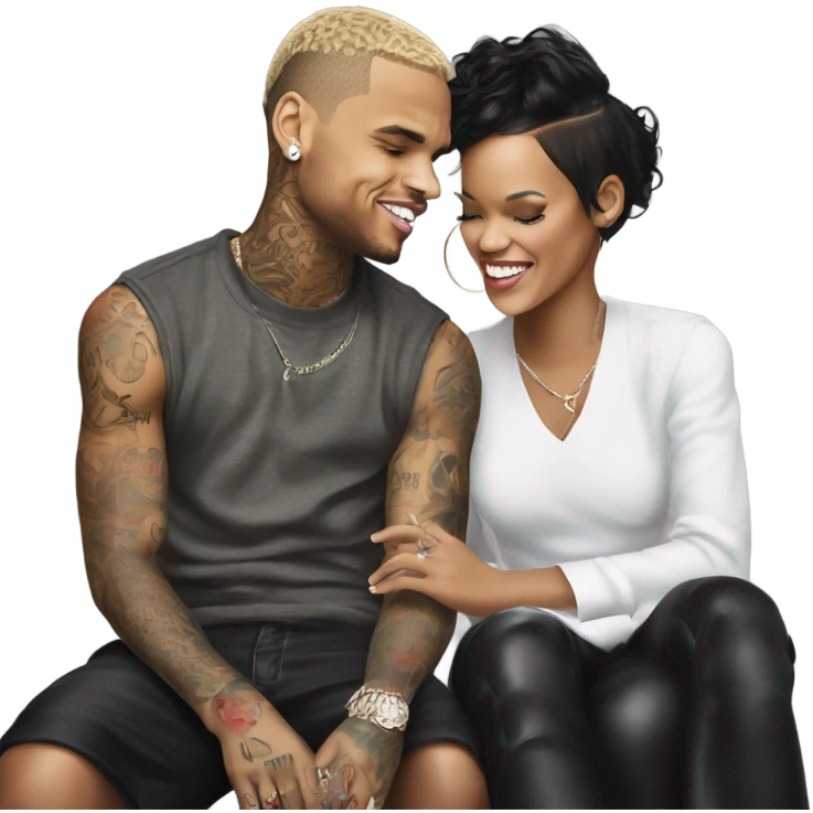 Hyper Realistic Chris Brown  and Rhianna romantic photo  emoji