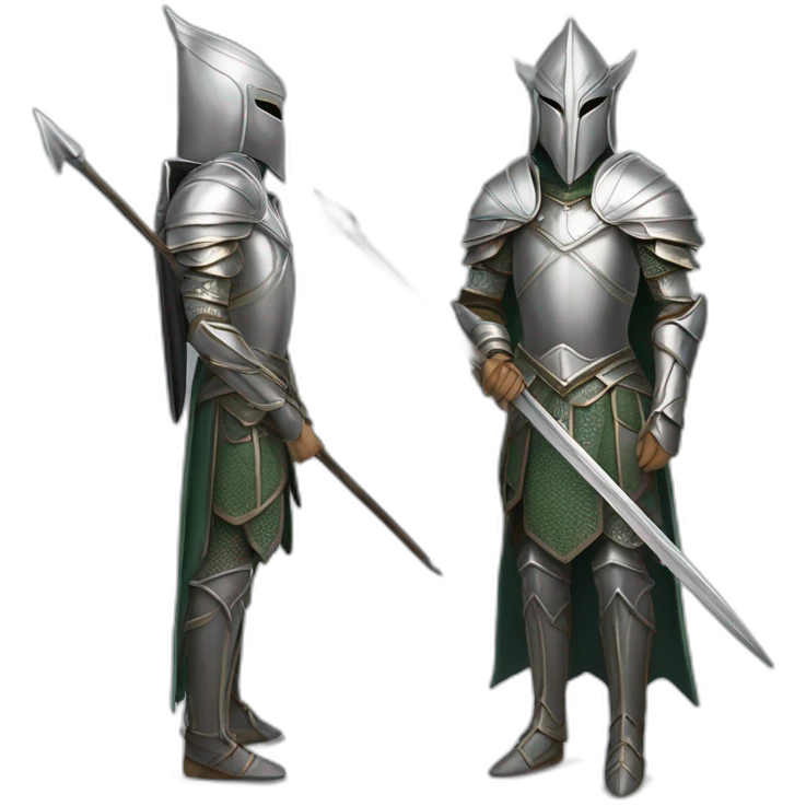 gondolindrim elven warrior silmarillion with silver armor, shield and spear emoji
