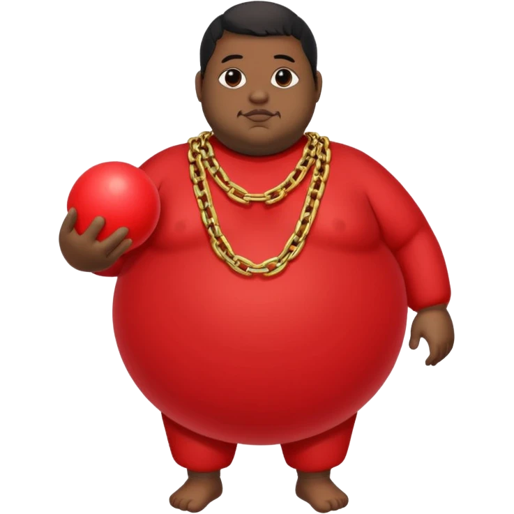 Black chubby head With red ball body no limbs gold chain  emoji