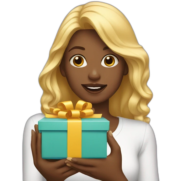 blond woman opening gift emoji