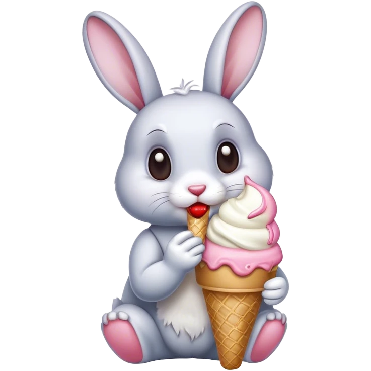Rabbit eating ice cream emoji