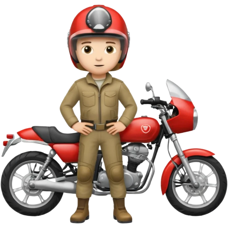 A boy stand with Motorbike emoji