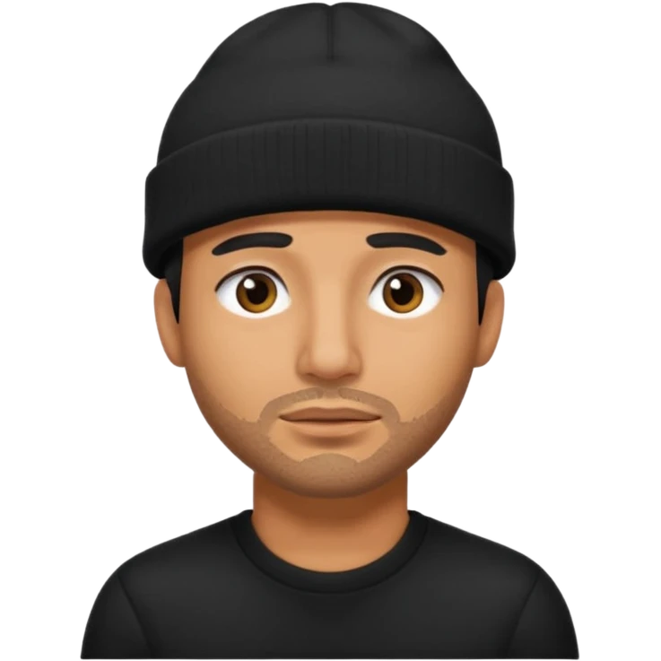 Hispanic man with black beanie hat pulled down over eyes emoji