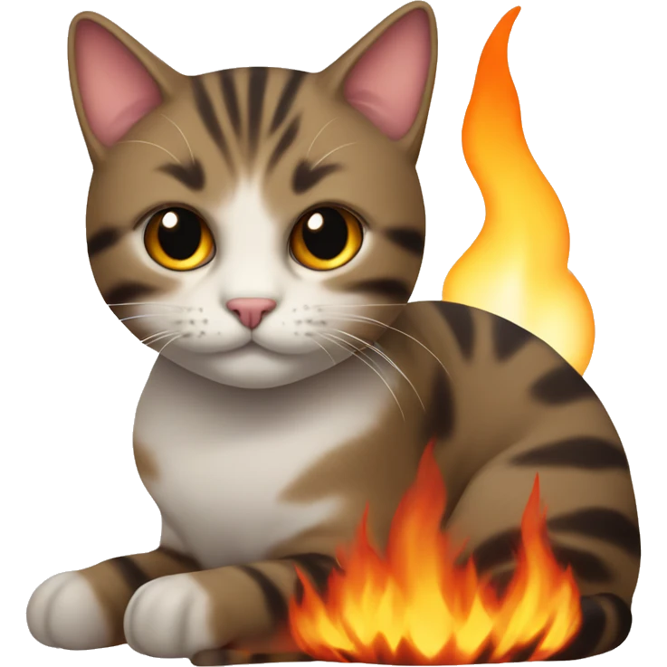 Cat by a fire emoji