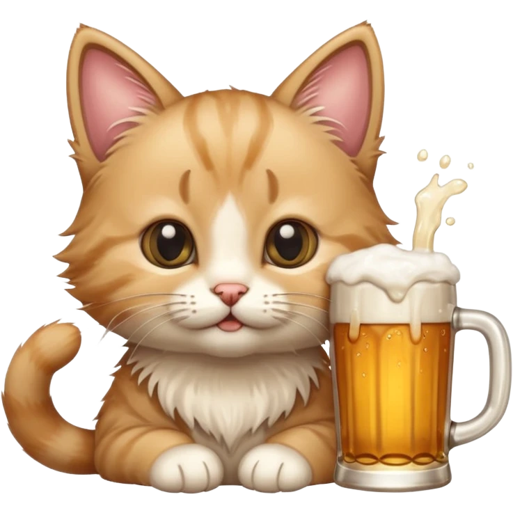 kitten drinks beer emoji