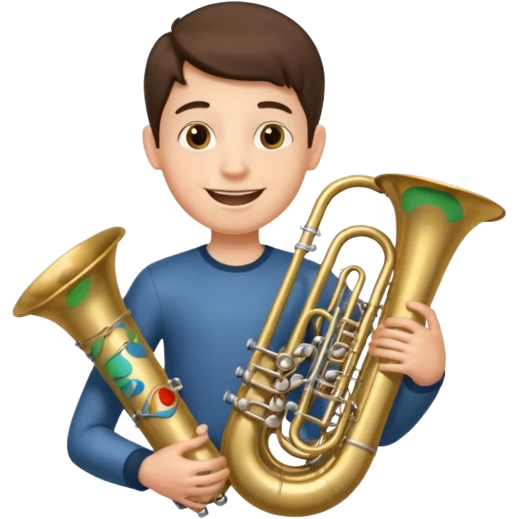 Boy with 7 arms playing tuba emoji