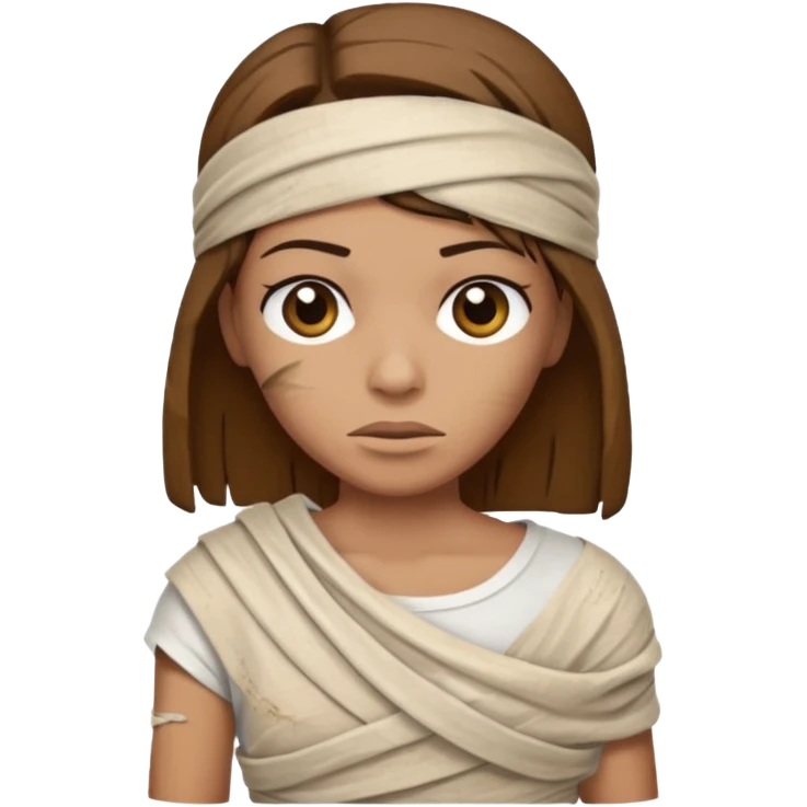 Mummy, his clothes:white T-shirt, brown hair emoji
