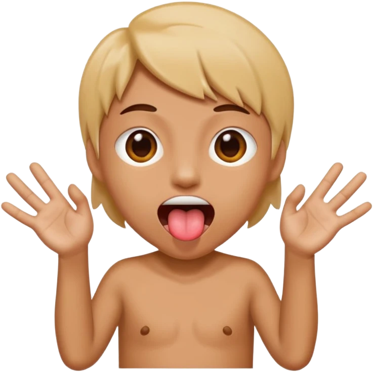 Tongue out with hands push out to the side emoji