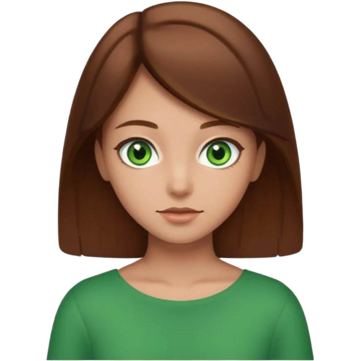Vull una noia amb els cabells marró per les espatlles i ulls verds emoji