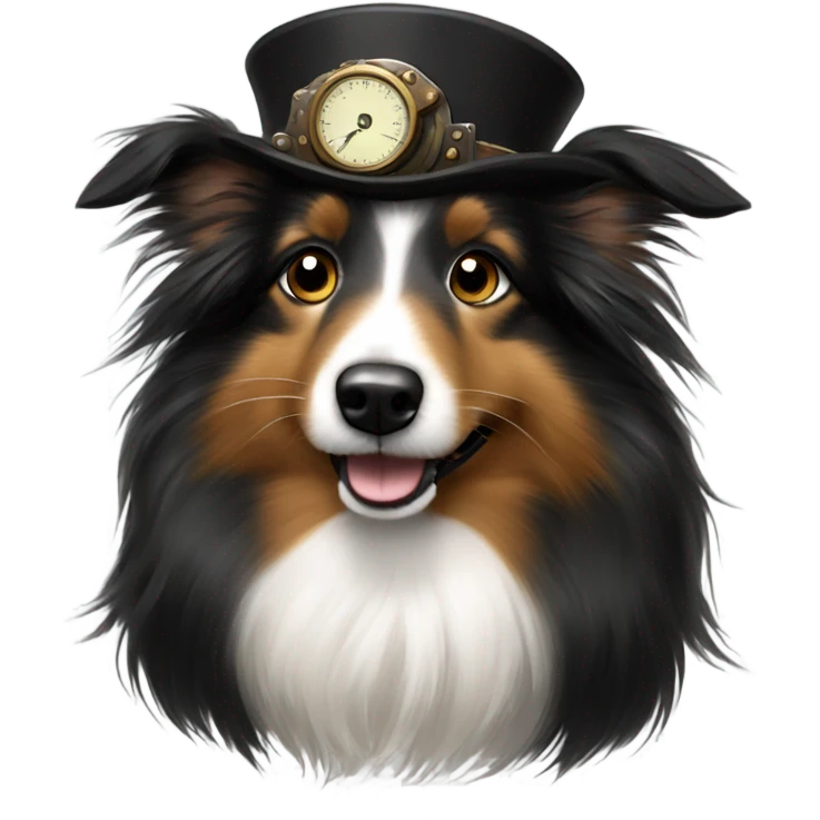 Steampunk black sheltie  emoji