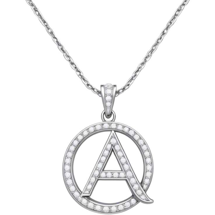 Diamond necklace with the cursive letter A pendant  emoji