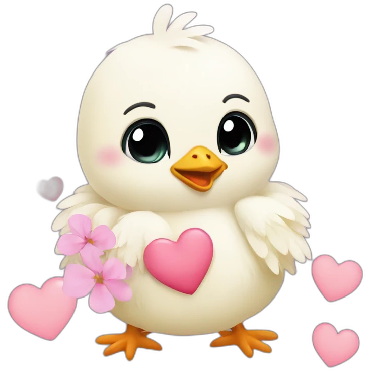 baby chick with heart flowers emoji