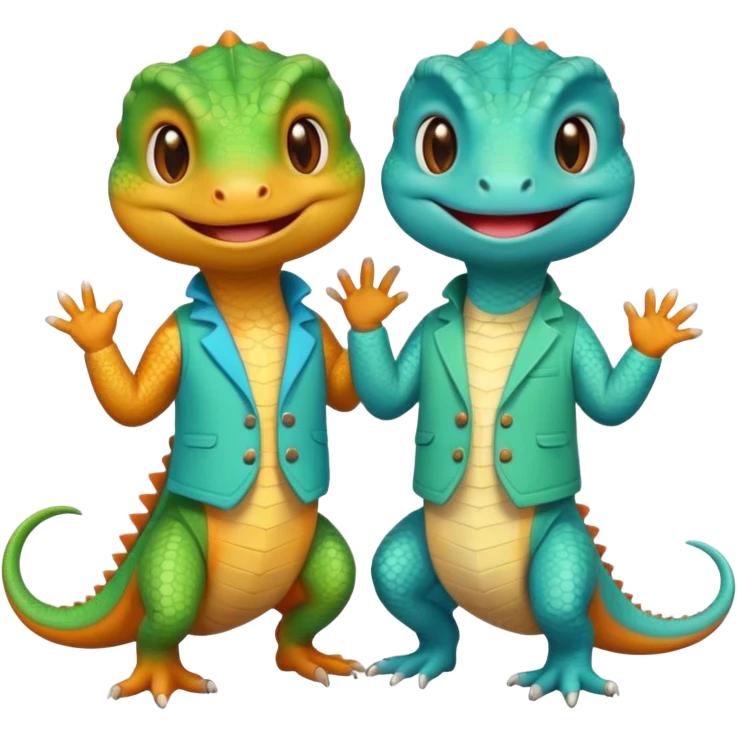 Lizard couple wear cute clothes  emoji