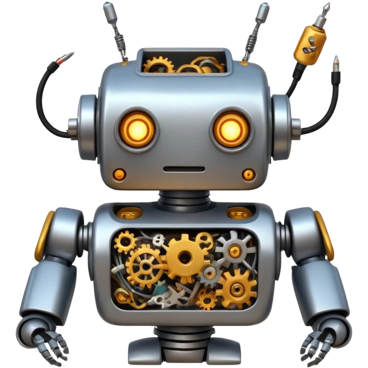 create a funny scene where a robot is exploded when coocking food emoji ...