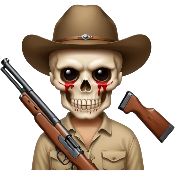 Country hick with a shotgun. From the chest to. In the style of your bleeding skull art emoji