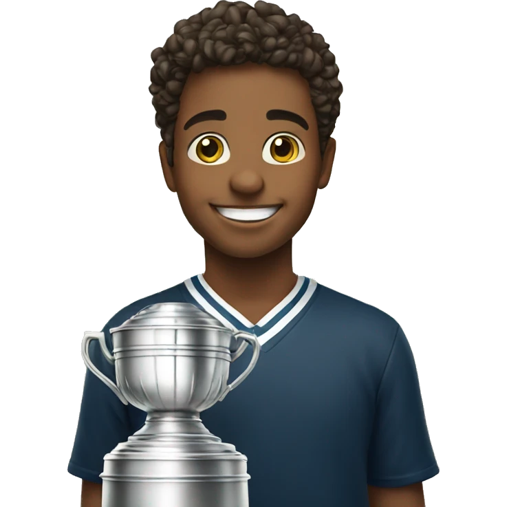 smiling boy by the ocean with Stanley cup  emoji