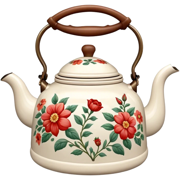 Vintage kettle with flower design emoji