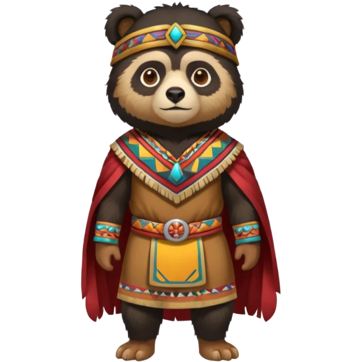 Spectacled bear wearing Inca costume from Cusco emoji