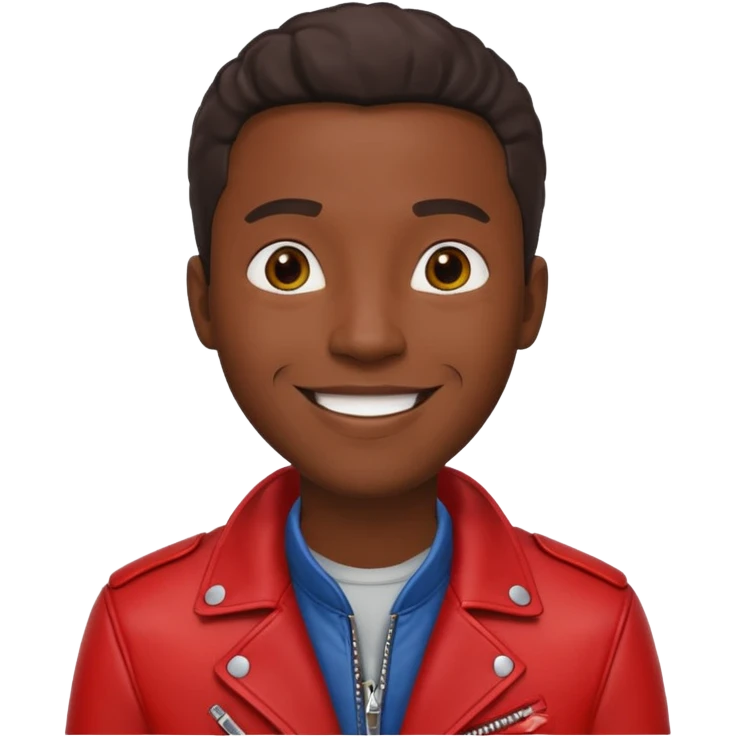 Motorbiker black man with red leather jacket emoji
