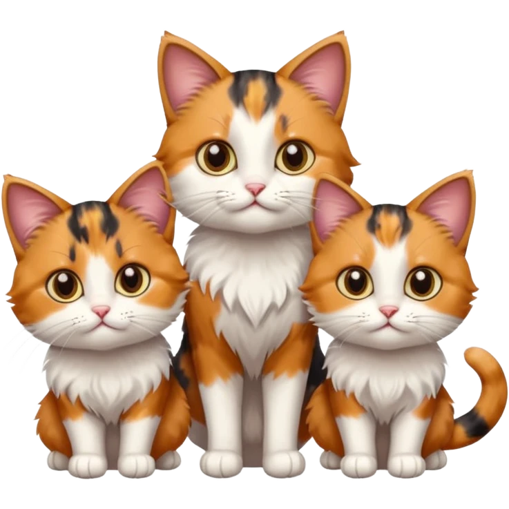 Three small cat emoji