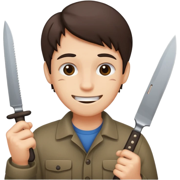 Stressed smile holding knife  emoji