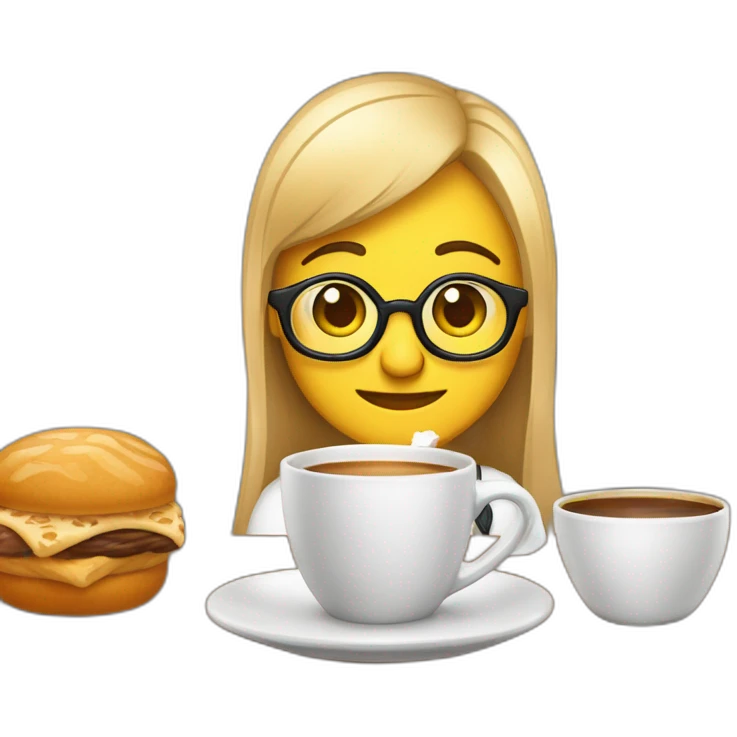 aluno estudando com uma chicara de cafe do lado emoji