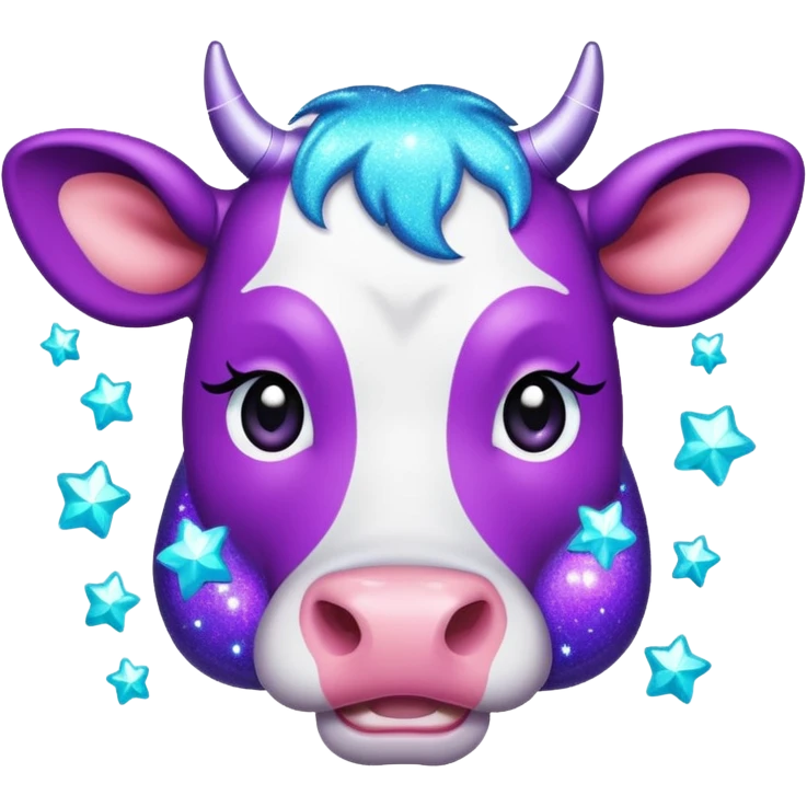 glitter purple and cian vaca emoji
